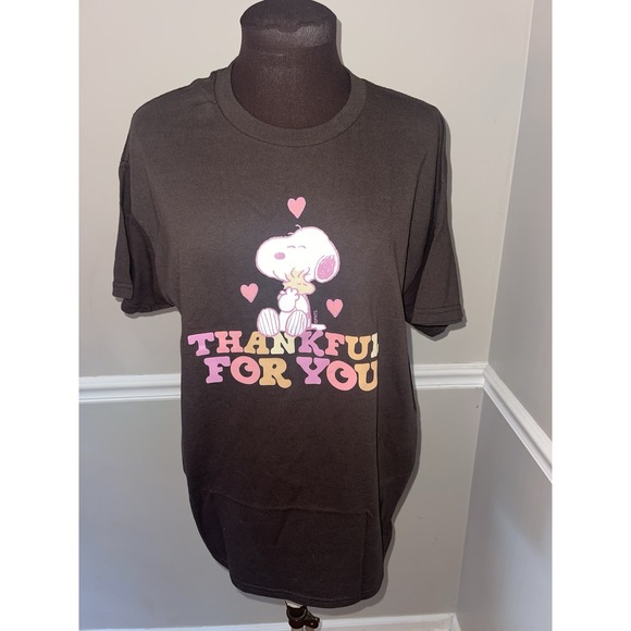 Peanuts Snoopy Thankful For You Brown Shirt Gildan Sz L - Picture 1 of 3